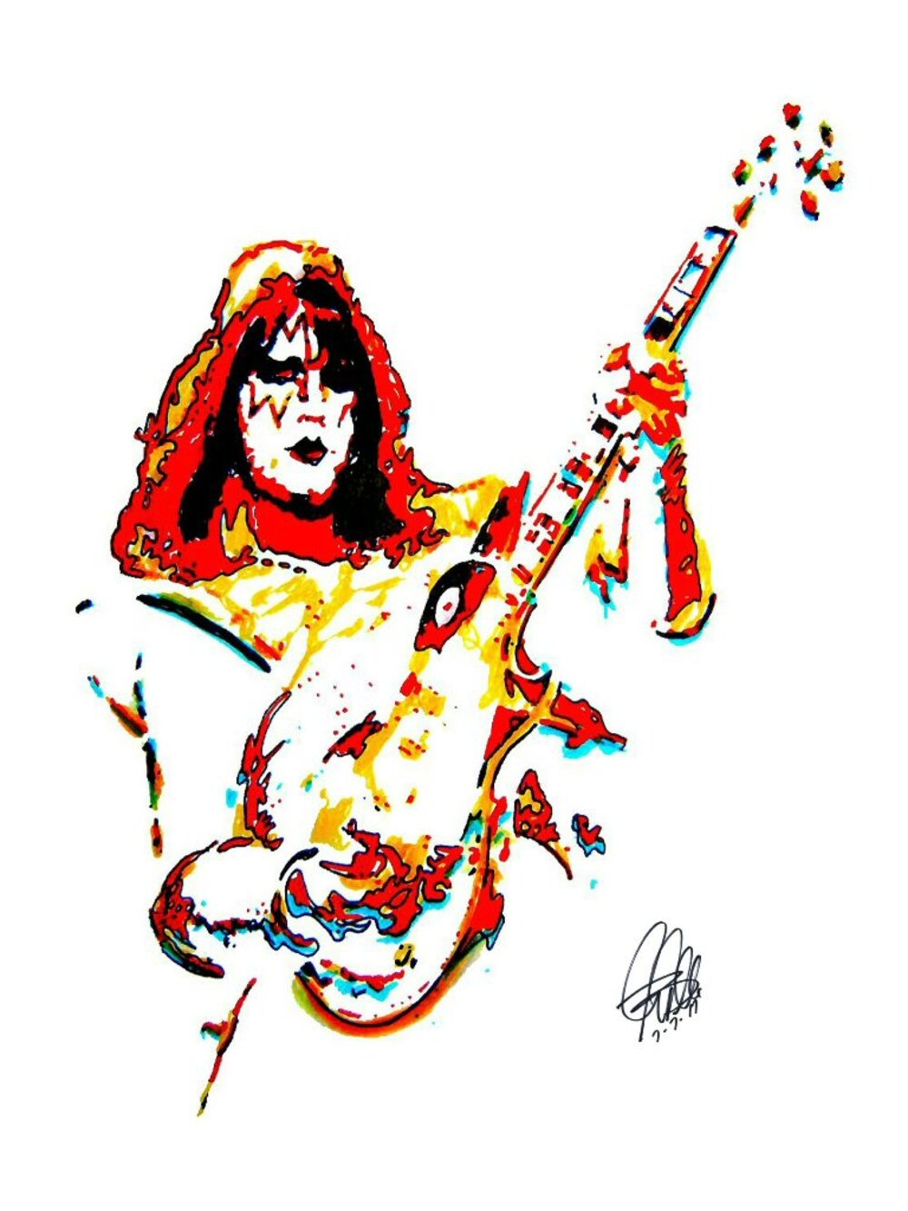 Ace Frehley Kiss Guitar Rock Music Poster Print Wall Art 13x19